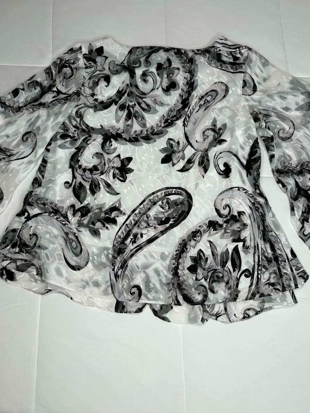 Alex Evenings Womens Medium Sheer Paisley Blouse Wedding Guest Evening Top